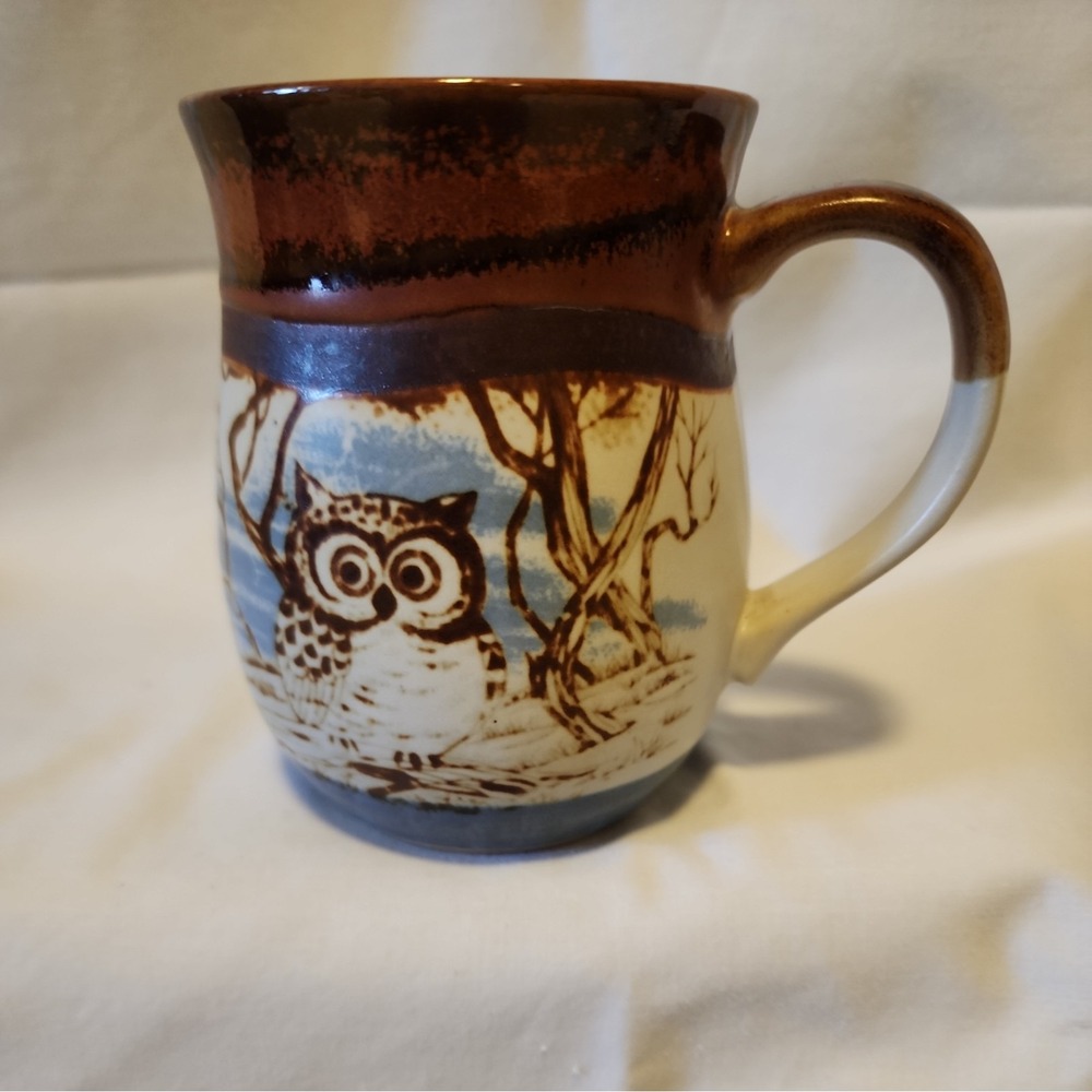 Otgairi Japan Retro Owl Forest Coffee Mug, Vintage New with Emporium Tag